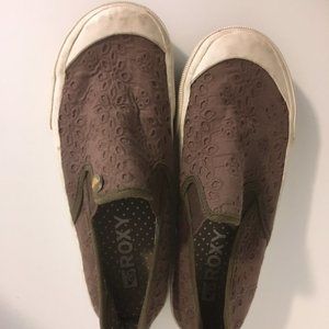 Roxy Brown Crochet Slip-On Sneakers (Size 6.5)